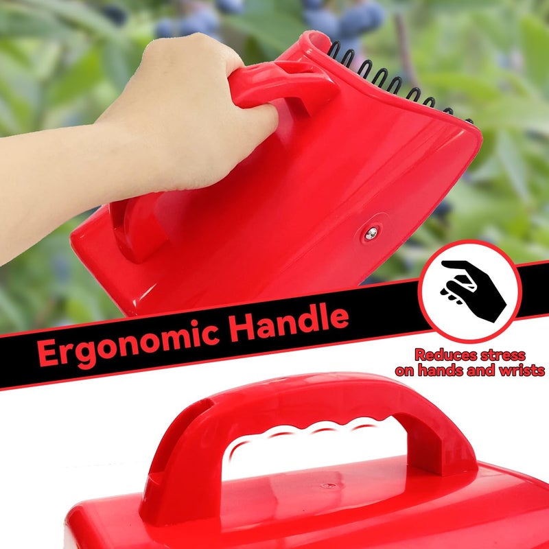 SUGOOE 2 Pack Blueberry Picker with Metallic Comb and Ergonomic Metal Handle, Plastic Scoop for Blueberries Lingonberries Huckleberries (Red) - Image 4